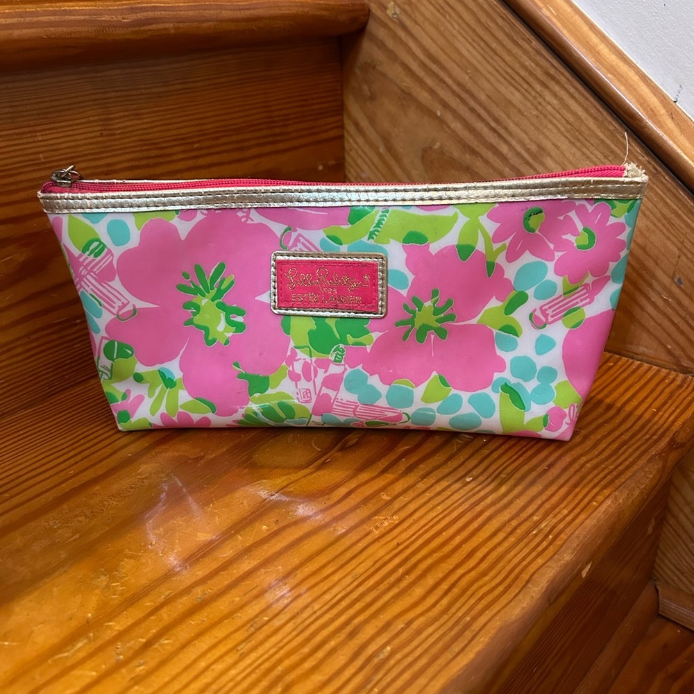 Lily Pulitzer Floral Pink and Green Cosmetic Bag